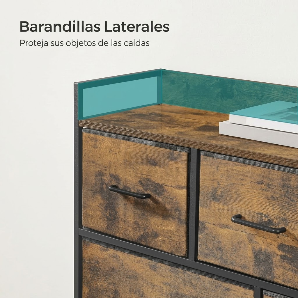 Cómoda SONGMICS: mueble organizador de tela con 7 cajones, asas y estructura metálica resistente, ideal para dormitorio. - Image 3