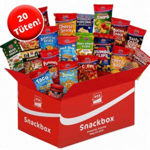 XOX XXL Snackbox 20 Tüten Chips & Snacks Probierpaket für Party, Gaming & Filmabend